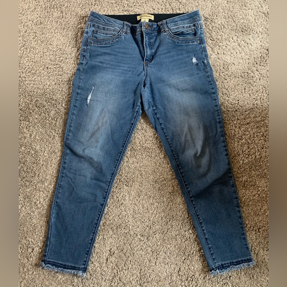 Democracy Blue Skinny Jeans with Distressed Details